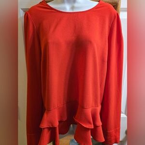 L.N.V Elegant Women's Red Ruffle Top NWOT